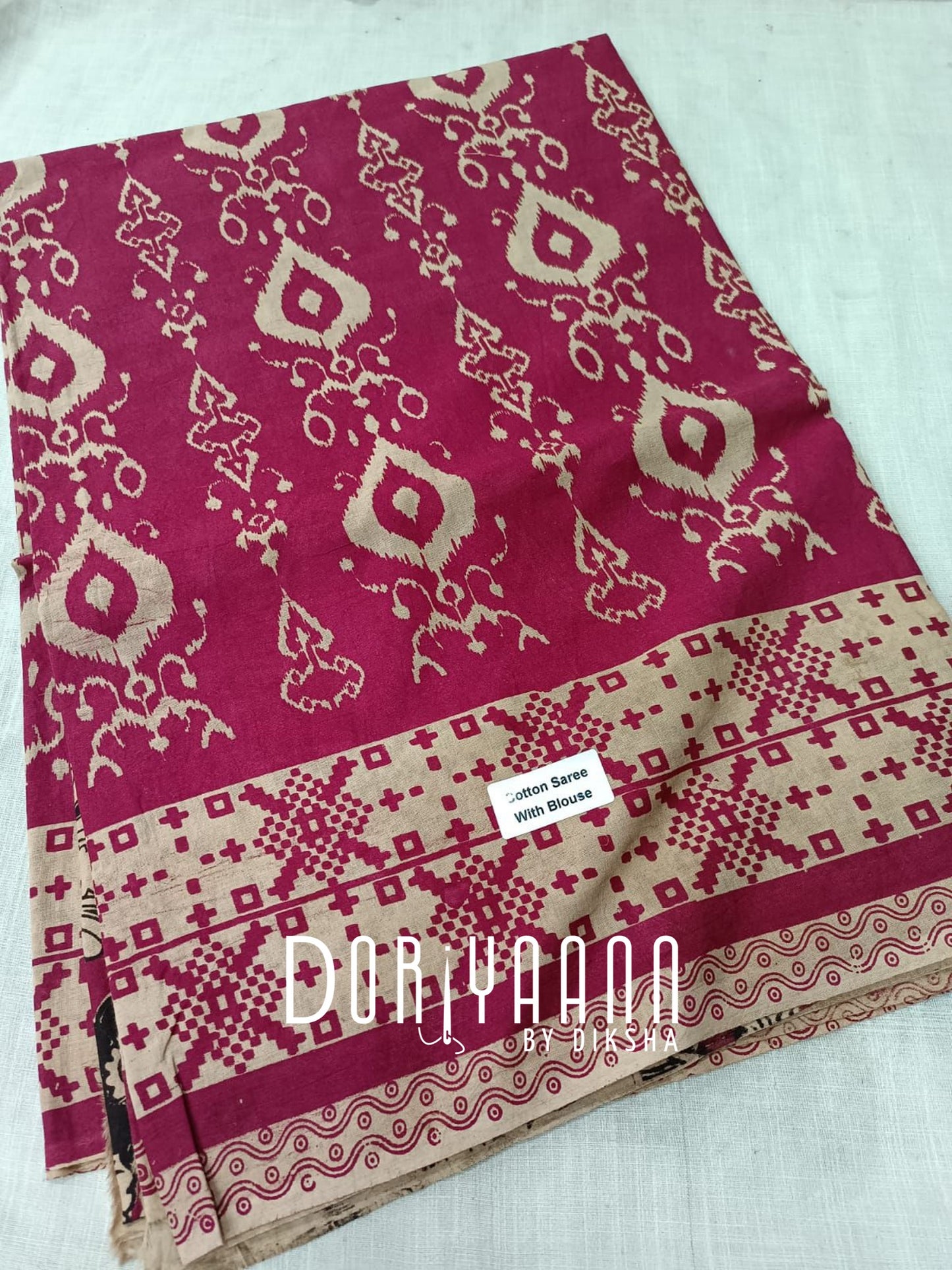 Handcrafted Vegetable-Dyed Cotton Kalamkari Saree