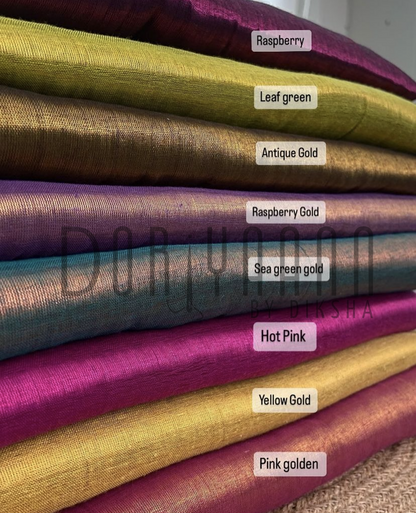 Plain Metallic Handloom Tissue Saree