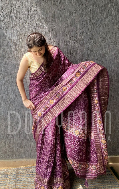 Bandhej Silk Saree