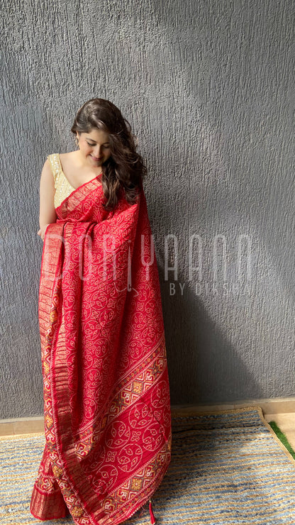 Bandhej Silk Saree