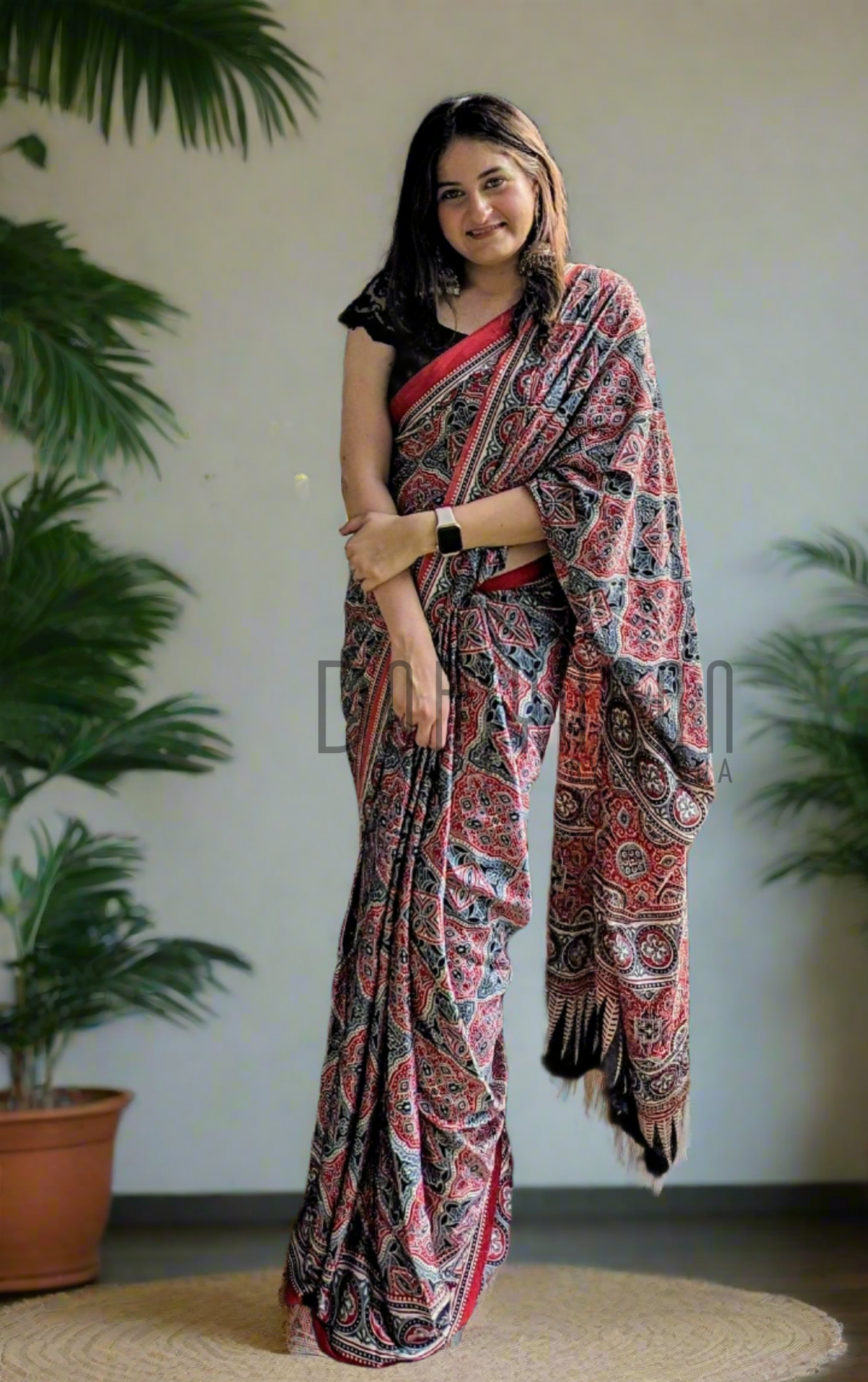 Modal Ajrak Silk Saree