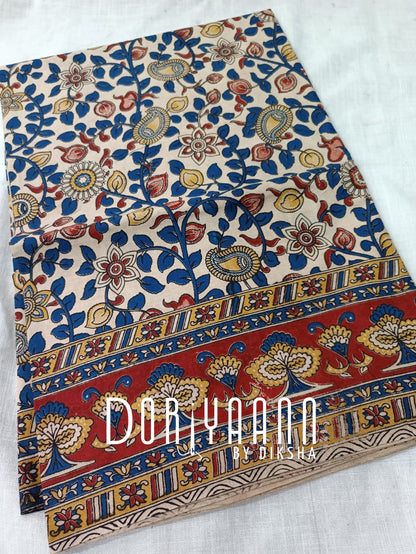 Handcrafted Vegetable-Dyed Cotton Kalamkari Saree