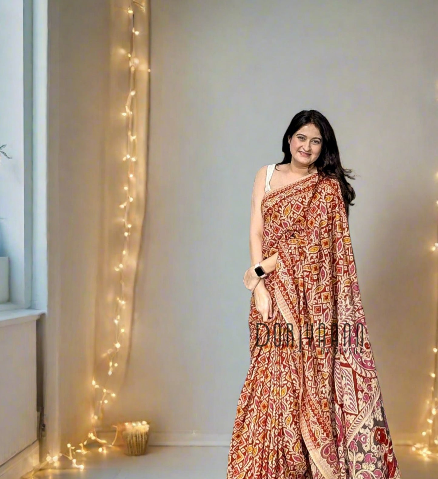 Handcrafted Vegetable-Dyed Cotton Kalamkari Saree