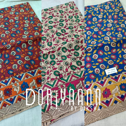 Handcrafted Vegetable-Dyed Cotton Kalamkari Saree