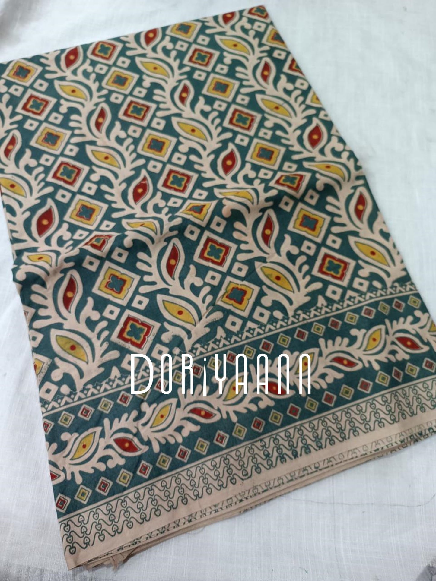 Handcrafted Vegetable-Dyed Cotton Kalamkari Saree