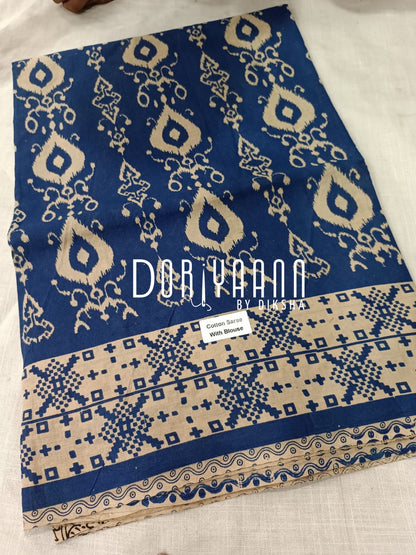 Handcrafted Vegetable-Dyed Cotton Kalamkari Saree