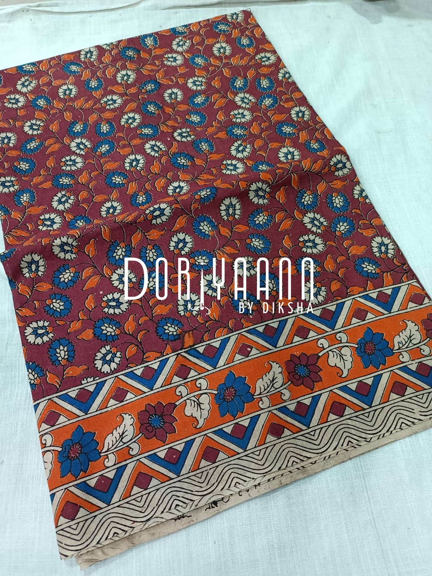 Handcrafted Vegetable-Dyed Cotton Kalamkari Saree