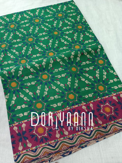 Handcrafted Vegetable-Dyed Cotton Kalamkari Saree